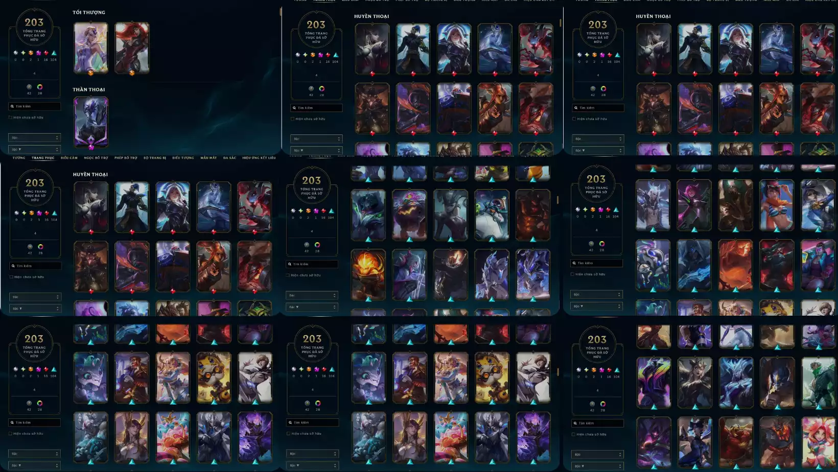 LOL – 203 Skin siêu chất ⚔️ Sylas Trò Tàn – skin độc đáo, cá tính 🎮 TFT – Sân Công Nghệ – hiệu ứng chuẩn xịn 🎖️ Dư 3 Huy Chương cực xịn